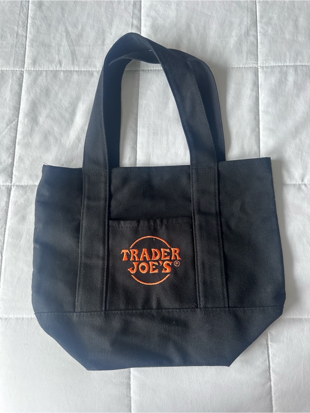 Trader Joe's Black Canvas Tote with Orange Logo